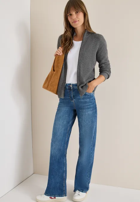 Cosy vest met ritssluiting flint grey melange