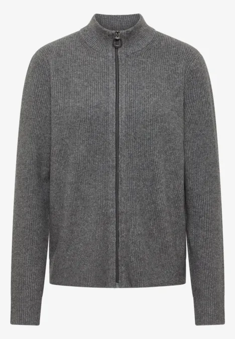 Cosy vest met ritssluiting flint grey melange