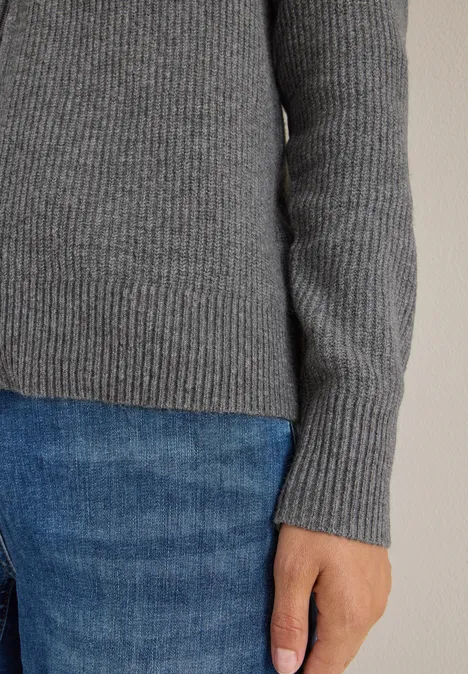 Cosy vest met ritssluiting flint grey melange
