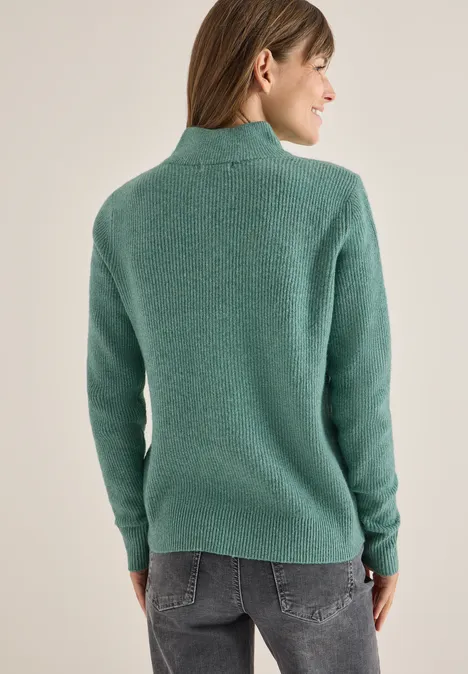 Cosy Cardigan mit Zipper jewel green melange
