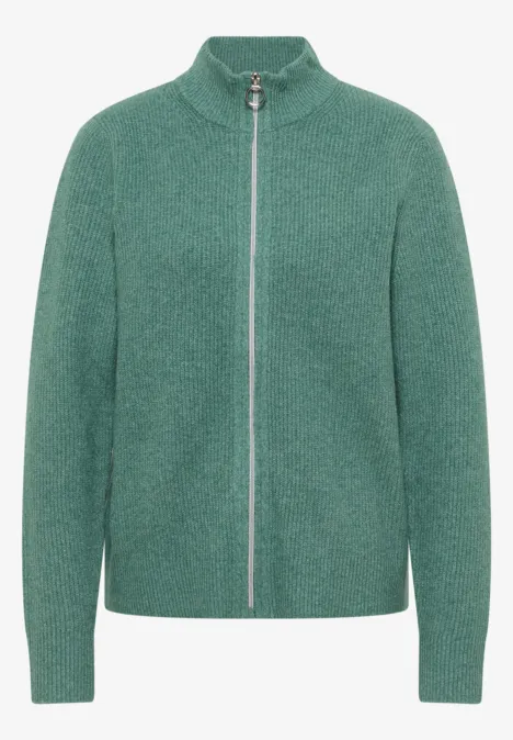 Cosy Cardigan mit Zipper jewel green melange