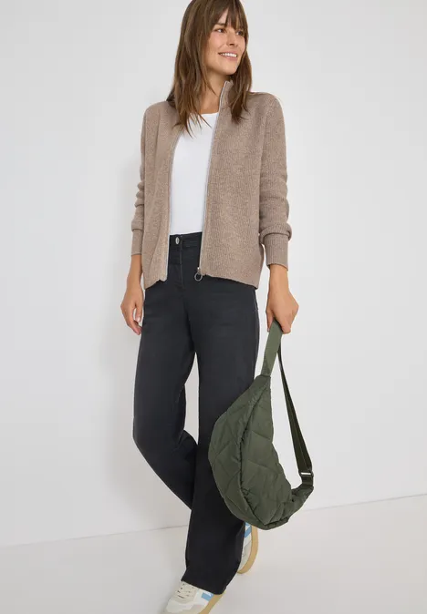 Cosy Cardigan mit Zipper toffee cream melange