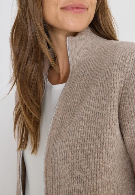 Cosy Cardigan mit Zipper toffee cream melange