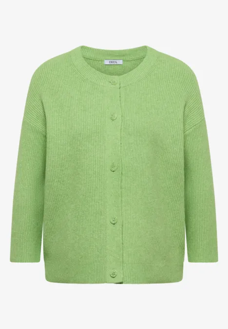 Kurzer Cardigan bamboo green melange