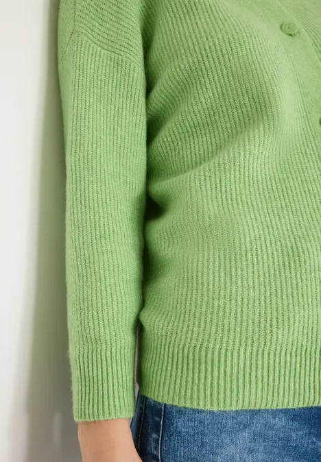 Kurzer Cardigan bamboo green melange