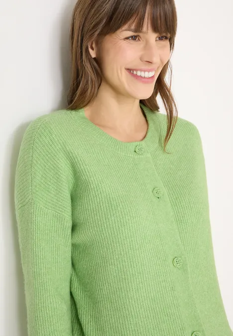 Kurzer Cardigan bamboo green melange