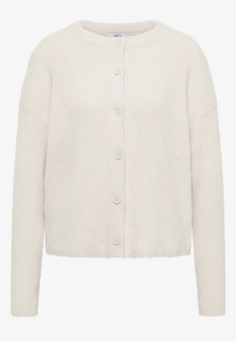 Geribd vest van verengaren light greige