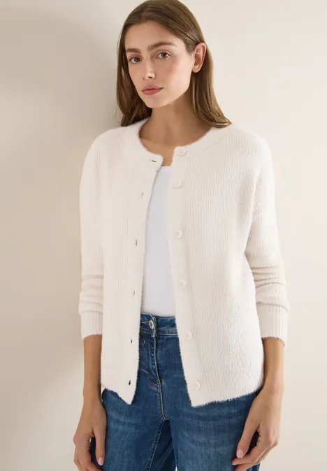Geribd vest van verengaren light greige