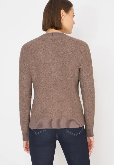 Zacht bouclé vest chocolate mousse melange