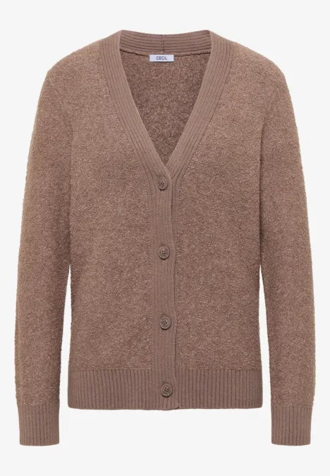 Zacht bouclé vest chocolate mousse melange