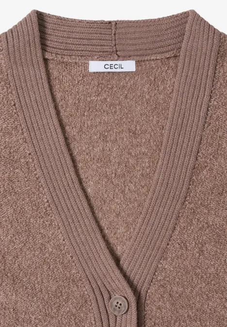 Zacht bouclé vest chocolate mousse melange