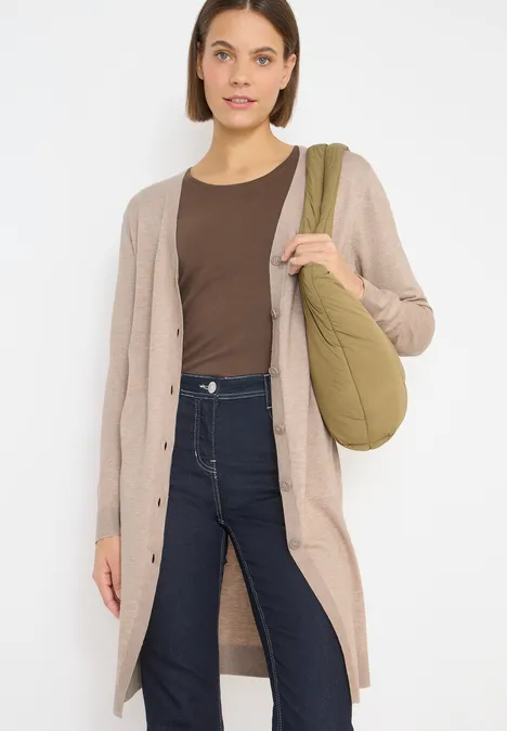 Langer Cardigan sandalwood beige melange