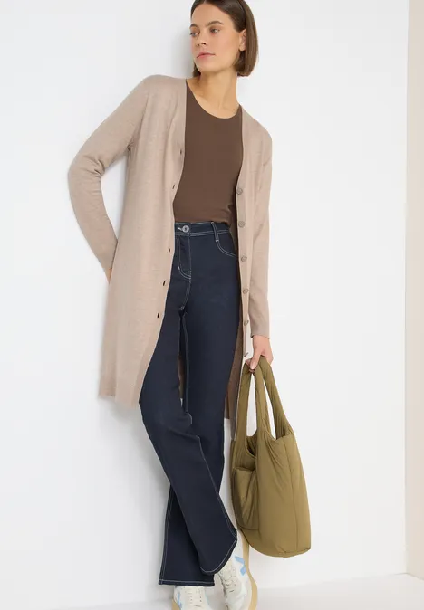 Langer Cardigan sandalwood beige melange