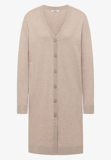 Langer Cardigan sandalwood beige melange