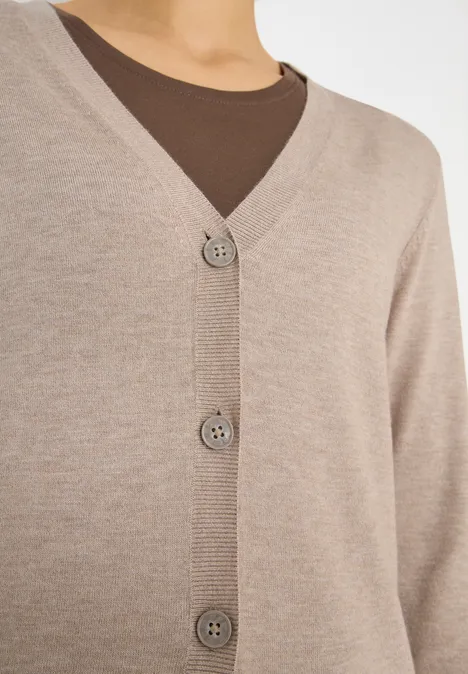 Langer Cardigan sandalwood beige melange