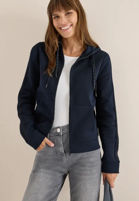 Sweatjacke mit Zopfmuster urban dark blue