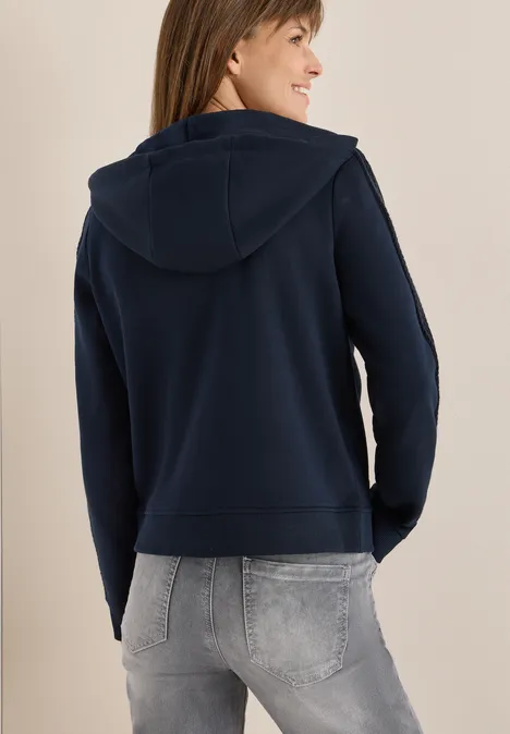 Sweatjacke mit Zopfmuster urban dark blue