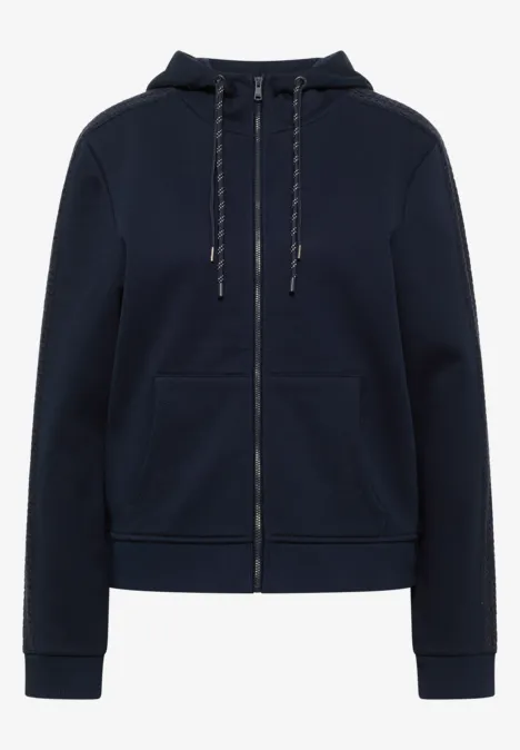 Sweatjacke mit Zopfmuster urban dark blue