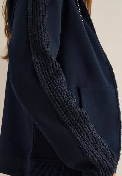 Sweatjacke mit Zopfmuster urban dark blue