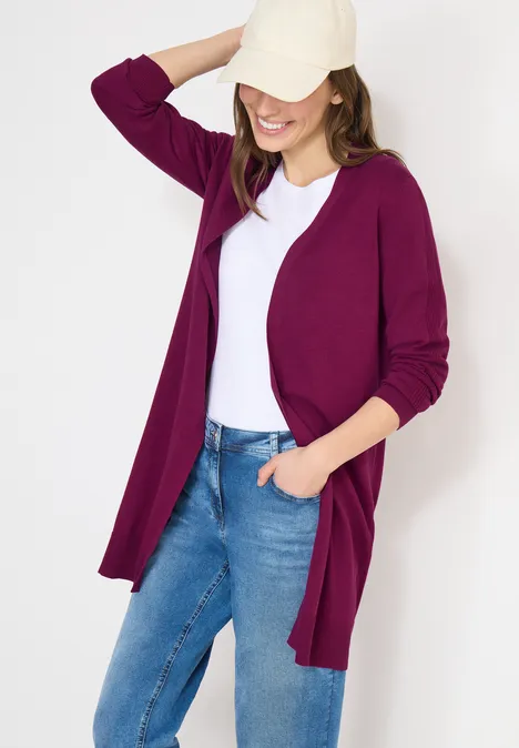 Long cardigan basique magenta purple
