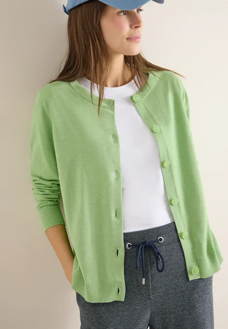 Basic Cardigan bamboo green melange