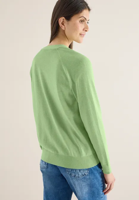 Cardigan de base bamboo green melange