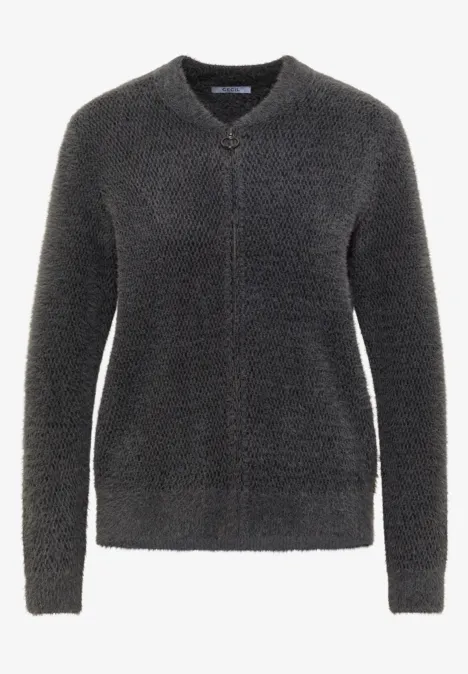 Cardigan jacquard avec fermeture éclair Black
