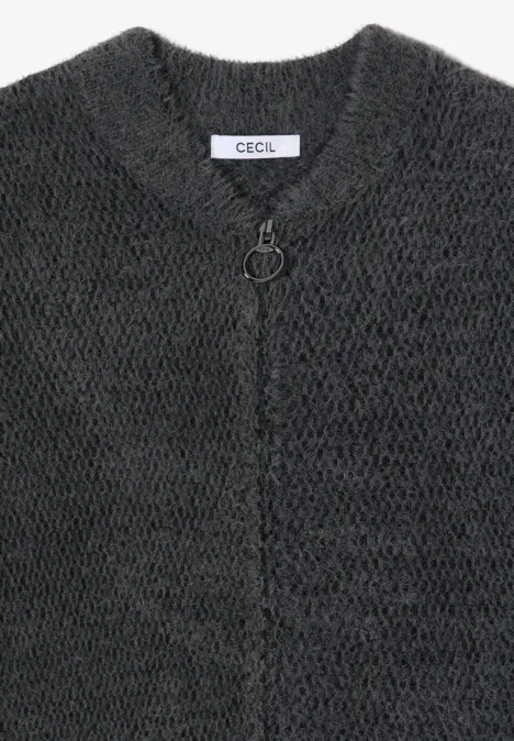 Cardigan jacquard avec fermeture éclair Black