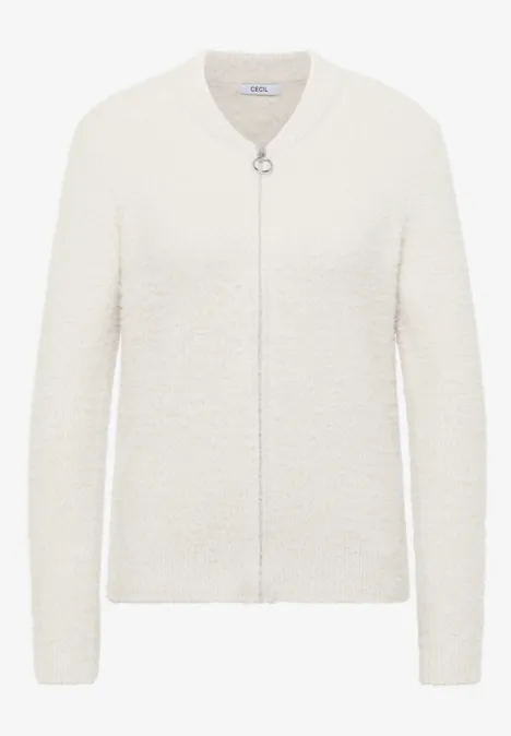 Cardigan jacquard avec fermeture éclair light greige