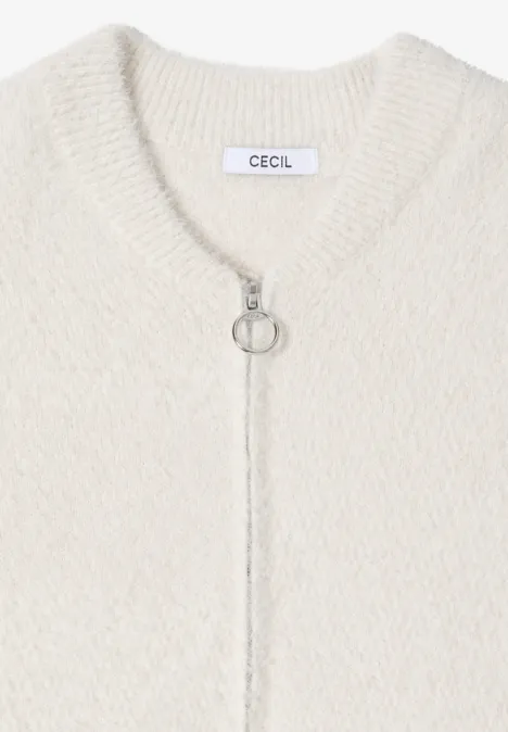 Cardigan jacquard avec fermeture éclair light greige
