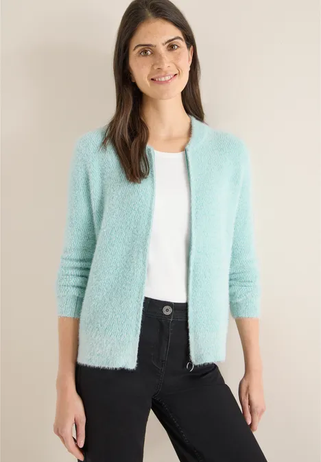 Cardigan jacquard avec fermeture éclair light foam blue