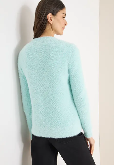 Cardigan jacquard avec fermeture éclair light foam blue