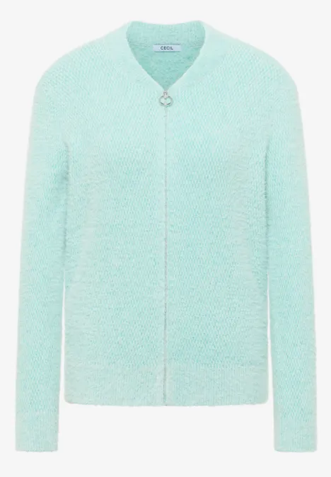 Cardigan jacquard avec fermeture éclair light foam blue