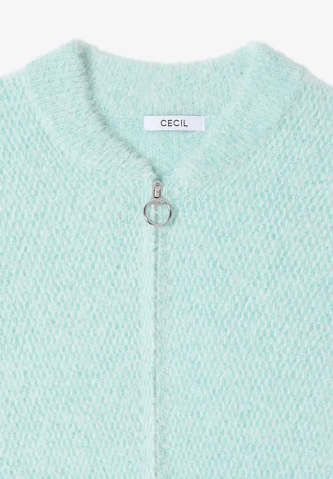 Cardigan jacquard avec fermeture éclair light foam blue