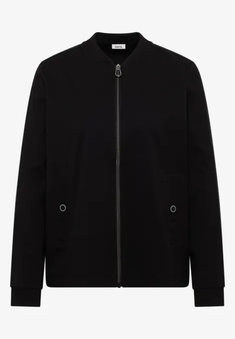 Sweat-Blouson mit Leo-Muster Black