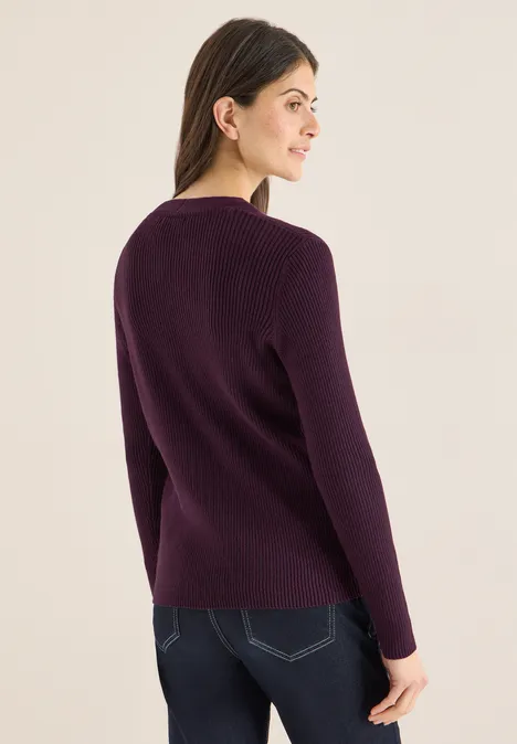 Kardigan w prążki eggplant red