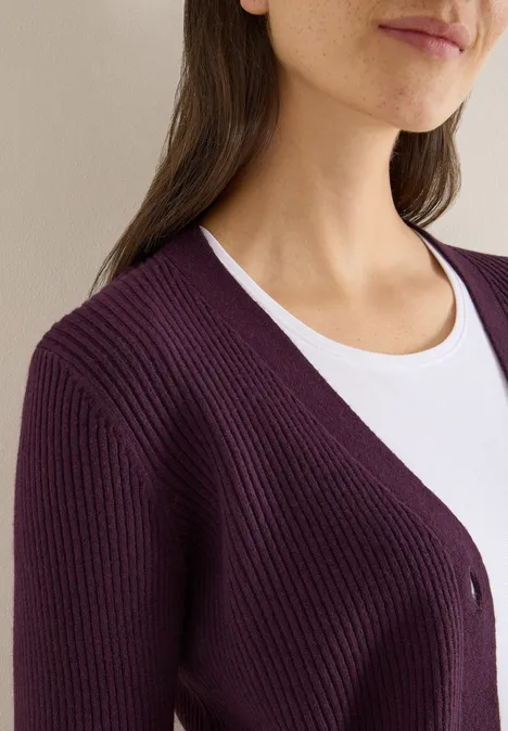 Kardigan w prążki eggplant red