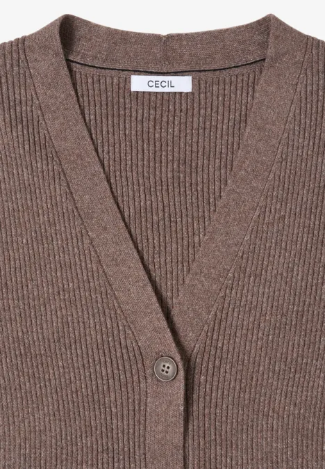 Kardigan w prążki mushroom taupe melange