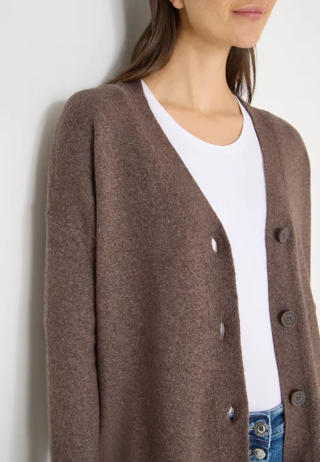 Vest met knoopsluiting mushroom taupe melange