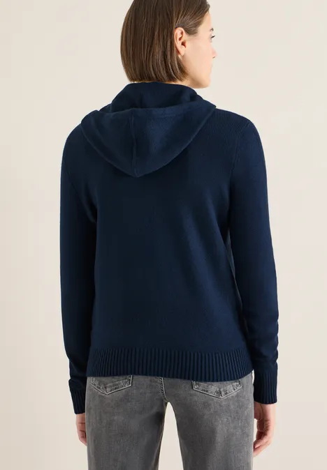 Cosy Cardigan mit Hoodie deep denim blue melange Cosy Cardigan mit Hoodie deep denim blue melange