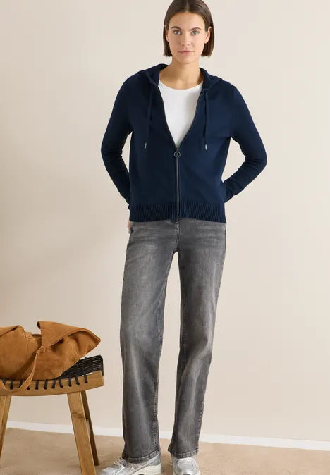 Cosy Cardigan mit Hoodie deep denim blue melange Cosy Cardigan mit Hoodie deep denim blue melange