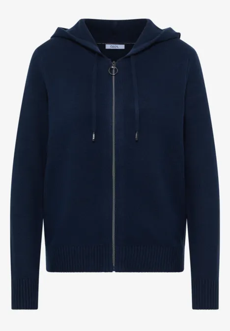 Cosy Cardigan mit Hoodie deep denim blue melange Cosy Cardigan mit Hoodie deep denim blue melange