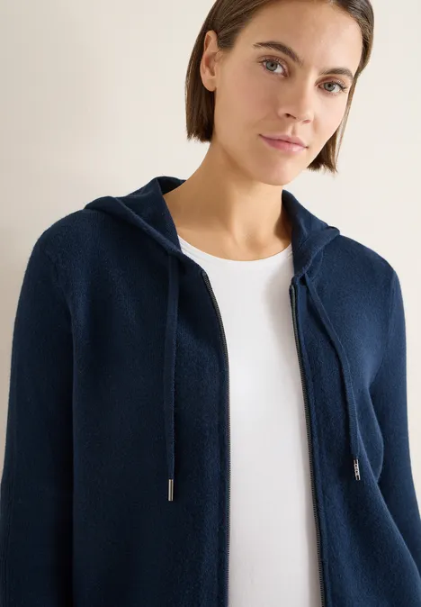 Cosy Cardigan mit Hoodie deep denim blue melange Cosy Cardigan mit Hoodie deep denim blue melange