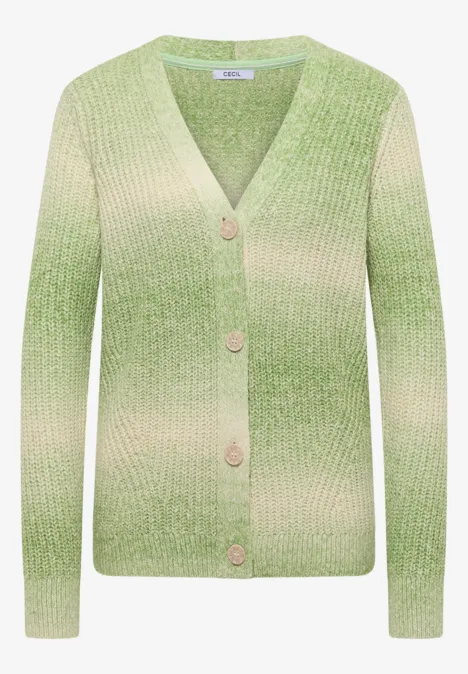 Space Dye V-Neck Cardigan bamboo green melange Space Dye V-Neck Cardigan bamboo green melange