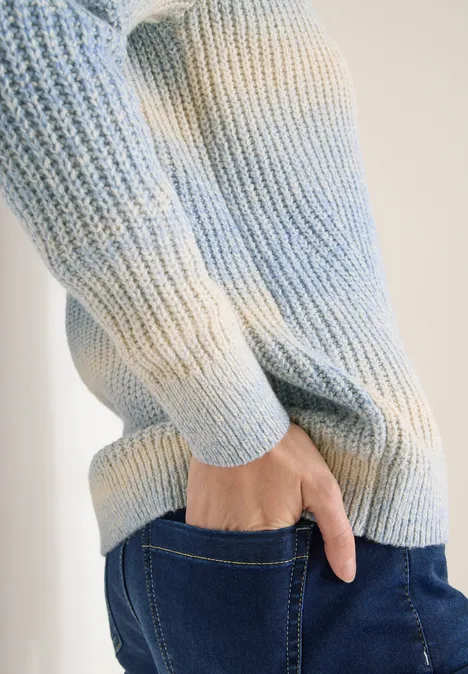 Space Dye V-Neck Cardigan fountain blue melange Space Dye V-Neck Cardigan fountain blue melange