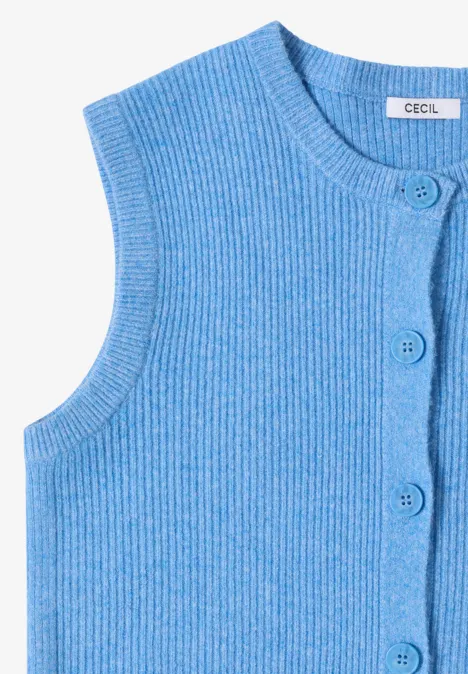 Rippstruktur Weste fountain blue melange Rippstruktur Weste fountain blue melange