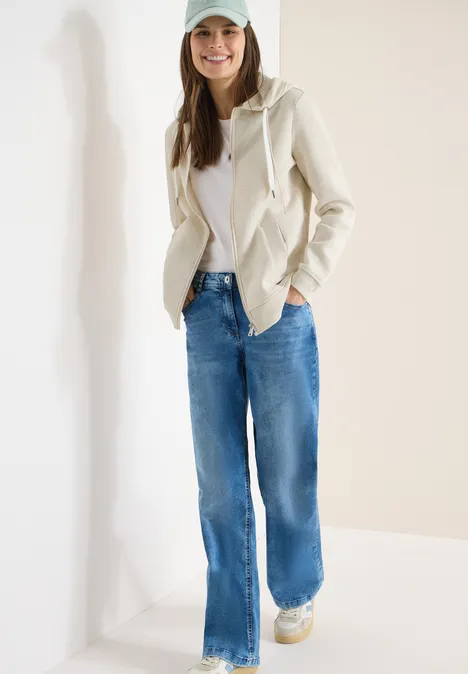 Hoodie Jacke pearl beige melange