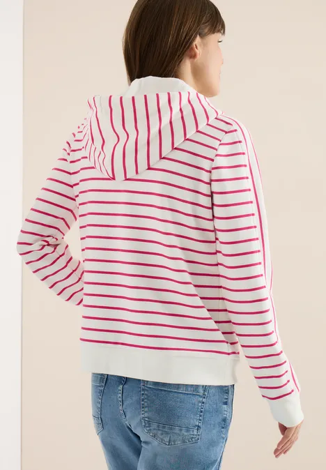 Gestreept jack met capuchon beetroot pink Gestreept jack met capuchon beetroot pink