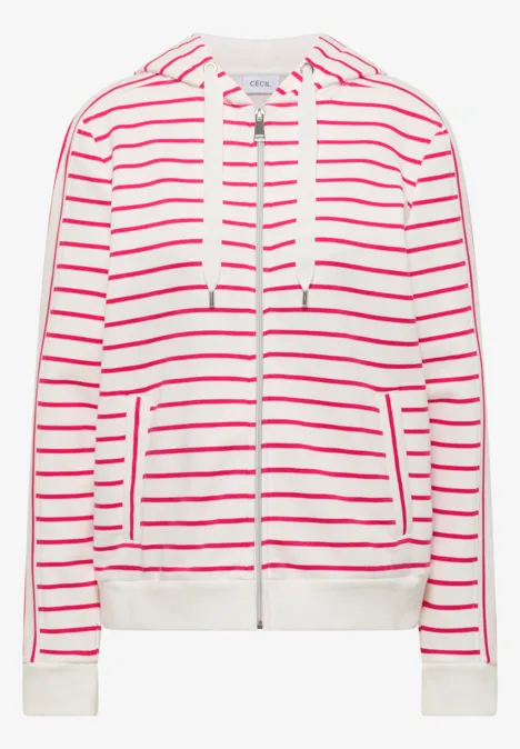 Gestreept jack met capuchon beetroot pink Gestreept jack met capuchon beetroot pink