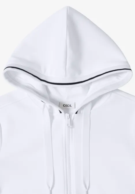 Veste sweat à manches courtes avec capuche vanilla white